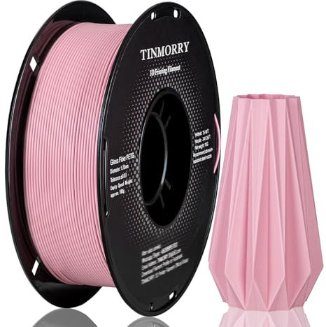 TINMORRY Glasfaser PETG Filament 1.75mm, hohe Schlagzähigkeit PETG GF 3D Druck Filament, Haltbarkeit & Steifigkeit, Passend für die meisten FDM 3D Drucker, 1 KG 1 Spule, Sakura Rosa