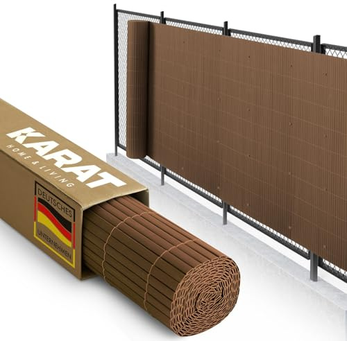 KARAT PVC Sichtschutz für Garten, Balkon, Terrasse - 180x300 cm Braun - Balkonsichtschutz, Sichtschutzmatte wetterfest, Zaun als Balkonverkleidung, Poolumrandung und Windschutz - Gartenzaun