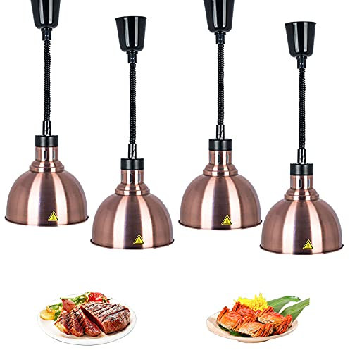 Lampara Calor Cocina Calentadores de Alimentos, 250w Lampara Calentamiento Infrarrojos para Calienta Platos, Lámpara de Calor de Alimentos Retráctil de 60-180cm para Restaurante y Buffet