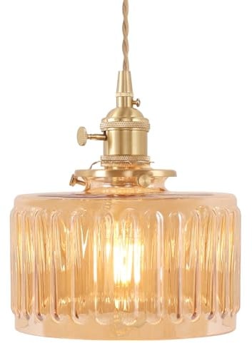 Shenmoyl Pendelleuchte Esstisch, Hängelampe Vintage Gold, Esstischlampe Hängend Höhenverstellbar Für Küche Esszimmer Schlafzimmer Wohnzimmer Braun Gestreift
