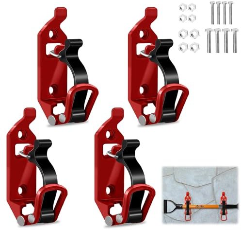 Schaufelhalter 4 Stück Schaufelhalterung für Dachträger | Schaufel Halterung zur Fixierung von Spaten & Werkzeugen | Dachträger-Zubehör für Auto-Boot & Outdoor-Equipment (Rot)