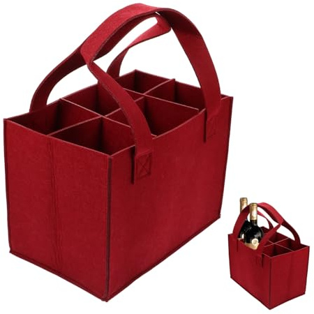 ULTECHNOVO Paquet Isotherme pour Transporter 6 Bouteilles Design Multi-cellules en Feutre Rouge Couture Fine et Résistance à l'usure pour Bouteille de Vin en Voyage ou Fête