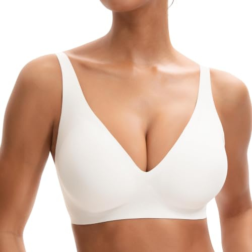 INNERSY Soutien Gorge sans Armature Femme Soutiens-Gorge sans Couture Doux | Brassiere avec Rembourré Col en V Classiques, Rallonge Soutien Gorge, Bretelles Réglables, Sans Étiquette, Confort Quotidien