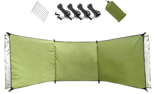 Pare-brise de camping, vert militaire, pare-vue pliable, pas de poteaux nécessaires, avec clous, cordes et sacs de rangement, convient pour le camping, la plage, le jardin
