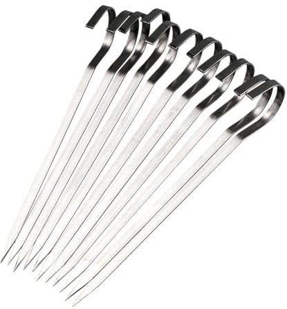 FSSTUD 20 Pcs 12 cm Flat Stainless Steel Grill Skewers Small Metal Barbecue Sticks Reusable Barbecue Skewers Kebab Grilling Skewer Wide BBQ Sticks Mini Grill Tools for Meat Vegetable