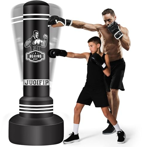 NZQXJXZ 175 cm tung boxningssäck vuxna, fristående boxningssäck uppblåsbar kickboxning träningssäck MMA muay thai fitness