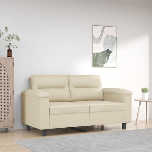 CIOURSTO Sofa 2-Seaert,Lounge Couch with Armrests Back Cushion,Living Room Design Metal Frame,Two Seat,Black Synthetic Leather (120cm)