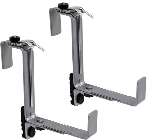 Spetebo Blumenkasten Halter 2er Set individuell verstellbar hellgrau Metall Halterung für eckige Balkongeländer von 4-7 cm einstellbar