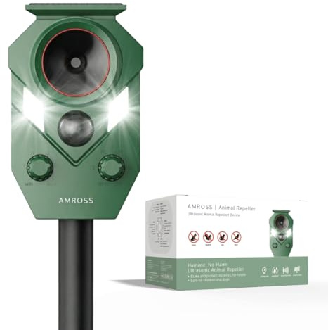 Repelente Gatos | Ahuyentador ultrasónico Recargable para Gatos, Zorros y Palomas con Detector de Movimiento, energía Solar y Carga USB-C | 3 Meses de protección por Carga - 2 años de garantía
