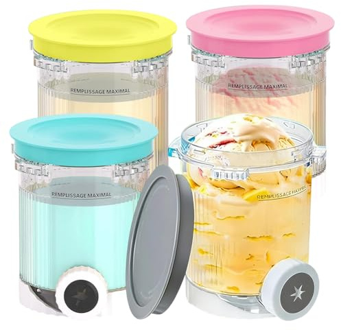 4 Stück Behälter für Ninja Swirl Creami 480 ml, Eisbehälter für NC700 NC701EU Serie, BPA-frei, Spülmaschinenfest, Eiscreme-Behälter mit Deckel Kompatibel mit Ninja Eismaschine Zubehör