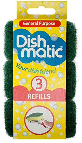 Caraselle Ltd DISHMATIC Sponge Refills, Green, 3 Count (Pack of 1)