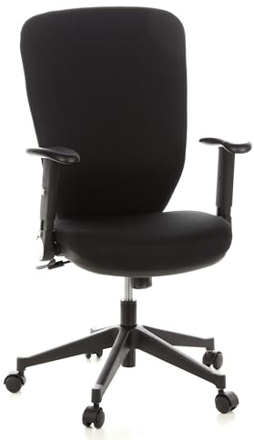 hjh OFFICE 653630 Profi Bürostuhl Traffic 30 hohe ergonomisch geformte Rückenlehne, Armlehnen, Stoff/Schwarz