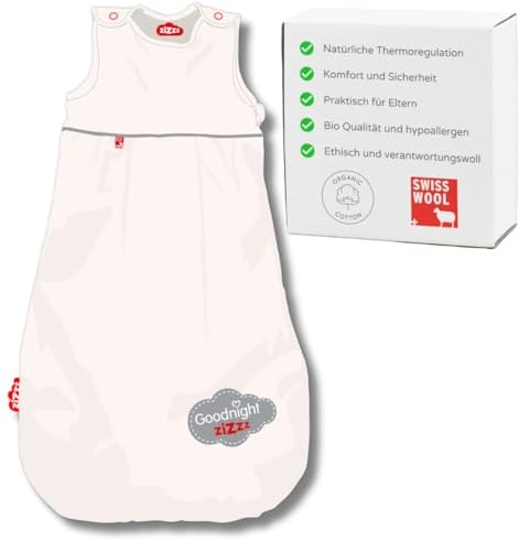 4 Jahreszeiten Kinderschlafsack in 3 Größen & vielen süßen Designs - Atmungsaktiver Schlafsack für einen erholsamen Schlaf mit Zizzz (70cm (0-6 M), Goodnight)
