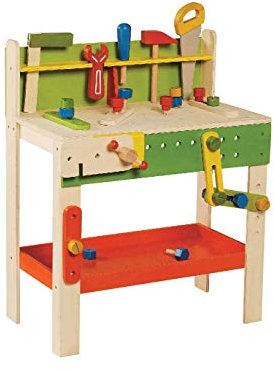 EverEarth Große Werkbank aus nachhaltigem Holz – Robustes Spielzeug mit Zubehör zur Förderung von Kreativität und Feinmotorik – Umweltfreundliches Design für Kinder – EE33552