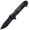 Walther Black Tac Knife TK Einhandmesser mit mattschwarzer Klinge und partiellen Wellenschliff inkl. Glasbrecher