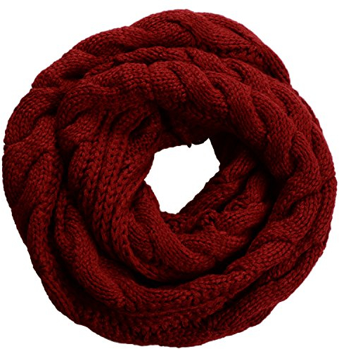 NEOSAN Dicker, gerippter Strick-Schal für Damen, Unendlichkeitssymbol, Twist Weinrot