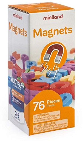 Miniland - Letras magnéticas Mayúsculas, 76 Piezas (45312), Modelos/Colores Surtidos, 1 Unidad