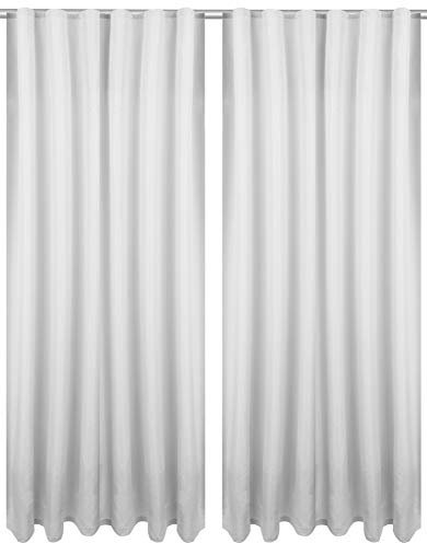Bestlivings Dekoschal Ellen 2er Pack inkl. Raffhalter (140x245cm / Hellgrau) Blickdichter Vorhang mit Kräuselband Gardine mit Universalband für Wohnzimmer Schlafzimmer