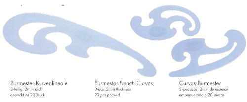 Burmester-Kurvenlineal, mit mm-Facette, blau-transparent
