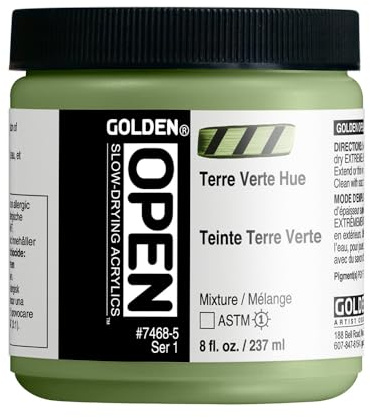 GOLDEN OPEN Slow-Drying Acrylics, Terre Verte Hue, 8 fl. oz. Jar