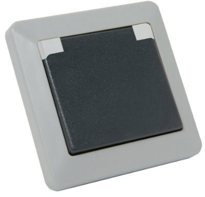 Debflex 735120 Cache Electrique-Plaque Plastique Murale Interrupteur Opaline Prise 2P+T 16A Gris IP44 Vrac
