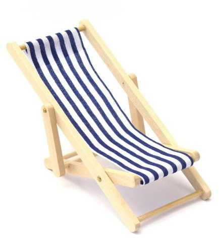 MyTinyWorld Dolls House Miniature Blue and White Garden Deck Chair