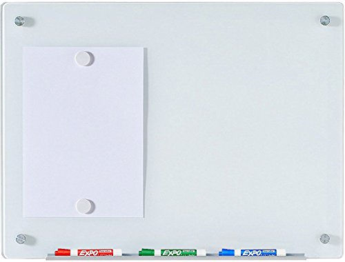Weiß Glas-Magnettafel leicht abwischbar - 45 cm x 60 cm - inklusive Brett, Magneten, Halter für Board-Marker