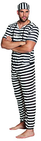 Boland 83820 - Kostüm Set Gefangener für Herren, Größe M/L, Verkleidung als Sträfling für Karneval, Mottoparty oder JGA, Faschingskostüme Männer