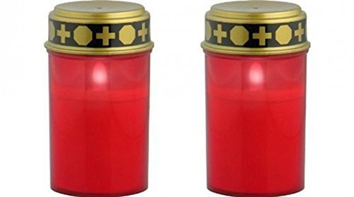 Gravidus 2X LED Grablicht Grableuchte Kerze rot