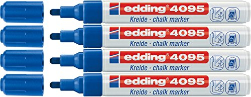 edding 4er Pack 4095 Kreidemarker, 2-3 mm, blau
