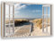Feeby - Wandbilder Wohnzimmer 60x40 cm, Deko Paneel Bilder, Bilder für Schlafzimmer, Echter Gemalter Effekt, Moderne Wanddeko, Gemälde - Fensterblick, Meereslandschaft - Beige