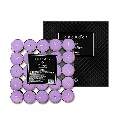Cocodor Bougies Chauffe-Plat Parfumée/Lavande de Jardin (Garden Lavender) / 100 pièces / 4-5 heures de combustion/Bougies à thé, Petites Décoratives Parfumée Bougies, Saint Valentin Décoration