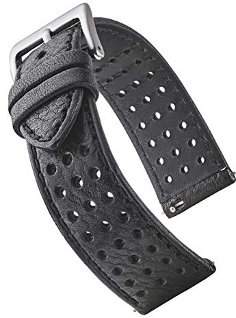 ALPINE Soft and Smooth Genuine Perforated Leather Watch Strap - Black, Brown, Tan - 18 mm, 20 mm, 22 mm