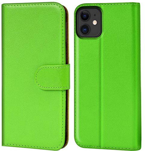 Verco iPhone 11 Hülle, Handyhülle für Apple iPhone 11 Tasche PU Leder Flip Case Schutzhülle Brieftasche (6,1 Zoll) - Grün