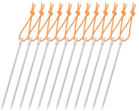 iBasingo 12 Stück/los Titan Heringe 16.5 cm Ultraleicht Zelt Stakes Heavy Duty Zelt Nägel Outdoor Markise Stakes Camping Ground Pin Zelt Zubehör für Gras Harten Boden mit Seil nur 16g/pc Ti4005P