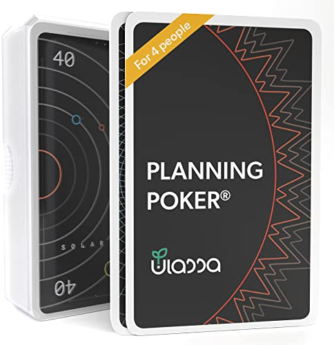 Agile Planning Poker Karten für 4 Personen - Scrum Poker Kartenset zur effizienten Aufwandsschätzung komplexer Projekt-Anforderungen im Team - Made in Germany - Planeten Version