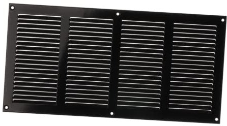 400x200mm Rejilla de Ventilación con Mosquitera - Rejillas de Aireación Metálicas - Acero, Negro