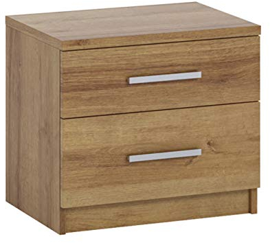 Mirjan24 Nachttisch Bianco mit 2 Schubladen, Nachtschrank, Nachtkommode, Beistelltisch, Nachtkonsole, Schlafzimmer Set (Eiche Gold)