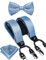 DiBanGu Paisley-Fliege und Untersetzer-Set für Herren, Smoking-Clip, Supender, Einstecktuch, Hosen-Hosenträger, 02 Hellblau, Einheitsgröße
