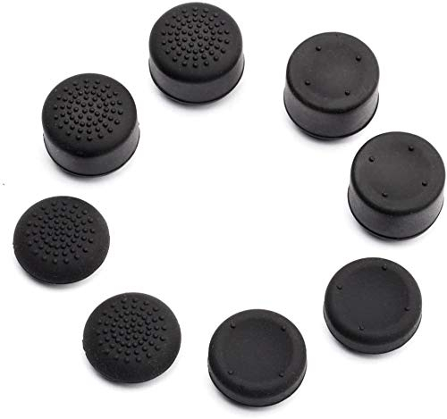 DollaTek 8 Piezas de Diferentes tamaños de Agarre para el Pulgar del Controlador, empuñaduras de Palo analógicas Que Cubren Las Pieles para el Controlador PS4 / PS5 - Negro