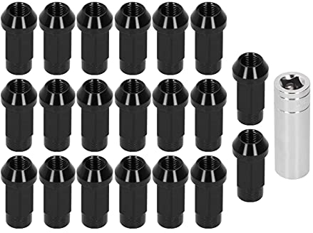 Radmuttern, 20 Stück Radmuttern M14x1,5 Gewinde 2 Zoll Höhe 7075-T6 Aluminium-Durchgangsloch-Kontermuttern(schwarz)
