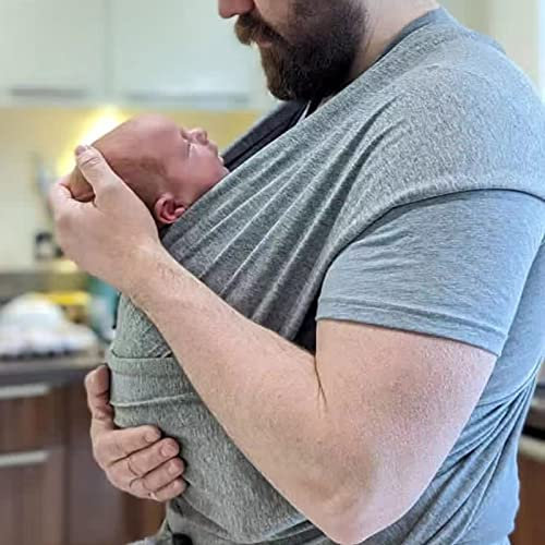 Bebamour Babytrage Neugeborene Kleinkinder Stretch 0-16 kg Porte-Bébé Premium pour Nouveau-Néátout-Petit,Grau