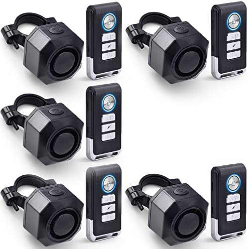 NineLeaf Anti-Diebstahl Fahrrad Alarm mit Halterung, USB C Wiederaufladbar 110dB Einbrecher Vibration Motorrad Alarm Sicherheitssystem Wasserdicht Fahrrad Mobilität Roller Alarm mit Fernbedienung 5PK