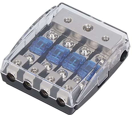 Porte-fusible Audio de Voiture, Autoradio 1 en 4 Sorties Bloc de Distribution D'alimentation 60A Répartiteur de Porte-fusible Audio Universel pour Voiture, Camion, Bateau, Camping-car