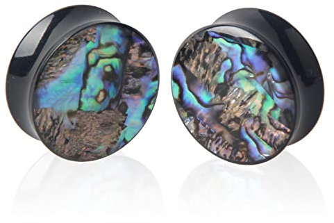 2 PCS Gauge Opal Ohrstöpsel Piercing Schmuck Set Double Flare Sattel Dehnung Gages Tunnel Expander 14mm