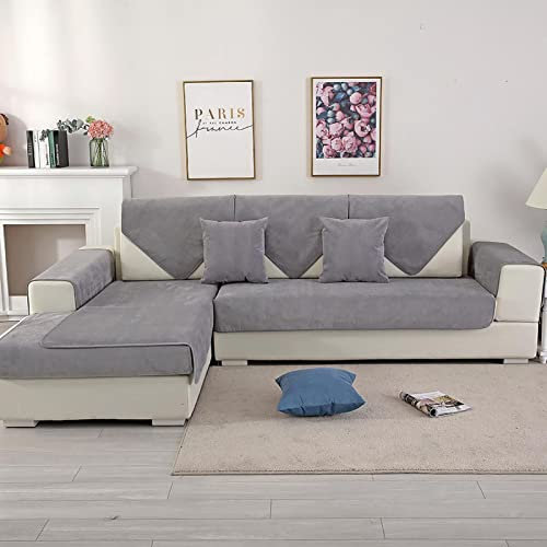BK&MF Sofa Abdeckung Wasserdicht Für Haustiere Hund Sectional Sofa Anti-rutsch Water Resistant Schmutzresistent Sofa Cover Slipcover Möbel Protektor-Verkauft in Stück,Grau,110x160cm(43x63inch)