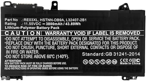 CoreParts Laptop Battery for HP 44WH Li-Pol 11.55V 3.8Ah, HSTNN-DB9A, HSTNN-UB7R, L32407-2B1, (44WH Li-Pol 11.55V 3.8Ah 6BN40EA, 6BN46ET, ProBook 430 G6)
