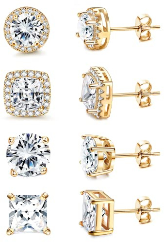 KRFY Ohrstecker Silber für Damen Männer 18 K Weißgold Hypoallergene Sterling Silber Post Ohrringe Cubic Zirkonia Brilliant Große Simulierte Diamant Halo Ohrstecker