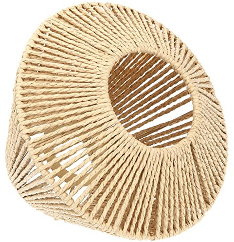 Lurrose Ersatz Rattan Lampenschirm Hängelampe Stroh Leuchtenschirm Geflochtener Pendelleuchte Schirm Hängeleuchte Stehlampe Ersatzschirm Tischlampe Restaurant Esszimmer Outdoor