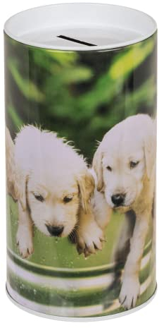 Spardose für Kinder, Welpen, Hunde und Katzen. Originelle Spardose aus Dose mit Deckel. Spardose für Kinder, die auch als Stiftdose verwendet werden kann